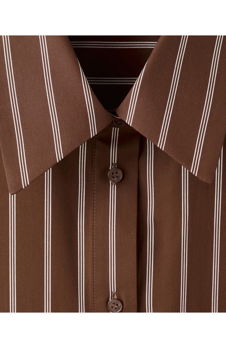 MANGO Stripe Cotton Button-Up Shirt, Alternate, color, Brown