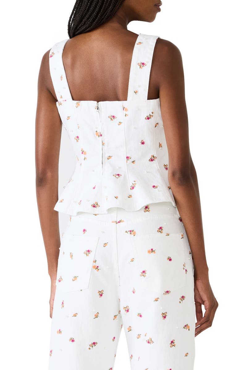 Steve Madden Fiorella Ditsy Floral Embellished Peplum Top, Alternate, color, Antique