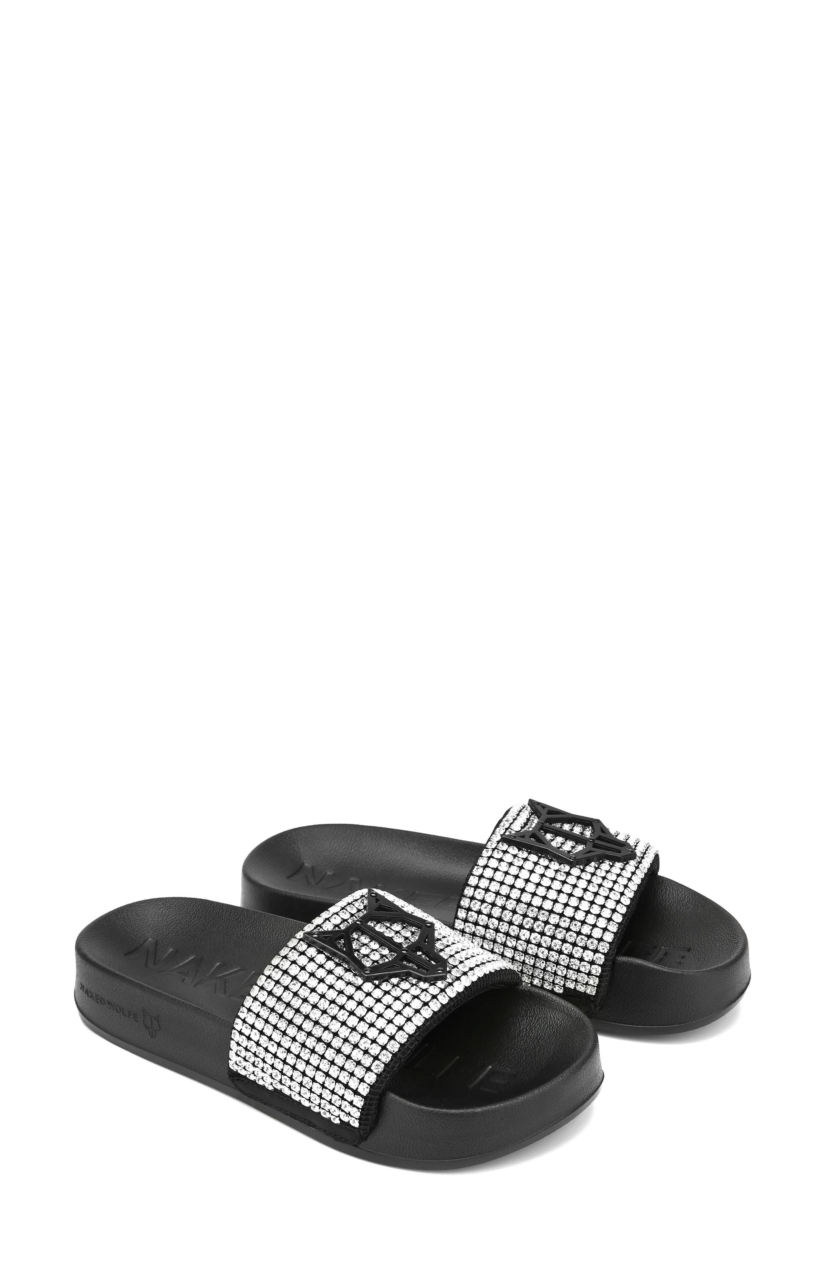 Naked Wolfe Coast Rhinestone Slide Sandal, Main, color, 