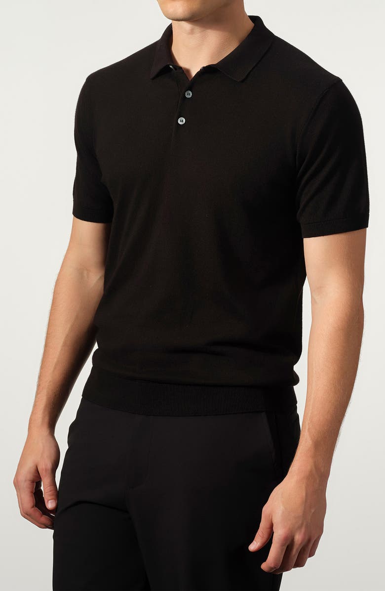 STUDIO GARNET LOS ANGELES Cotton Blend Polo Sweater, Alternate, color, Black