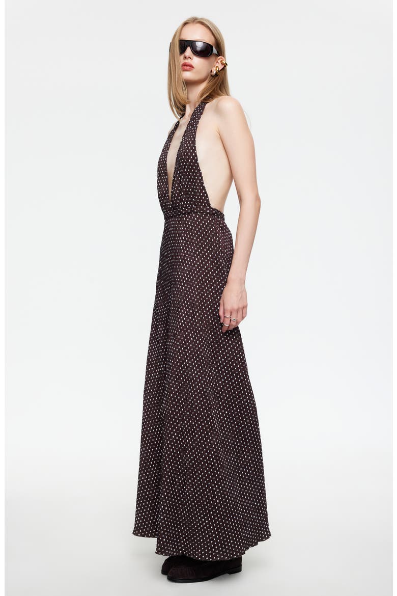 District Maxi Halter Dress, Alternate, color, CHOCOLATE BLUE POLKA