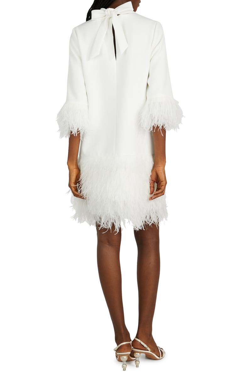 Kate Spade New York feather trim crêpe de chine dress, Alternate, color, 