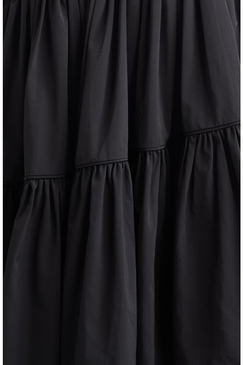Dean Velvet & Silk Blend Taffeta Asymmetric Midi Dress, Alternate, color, BLACK