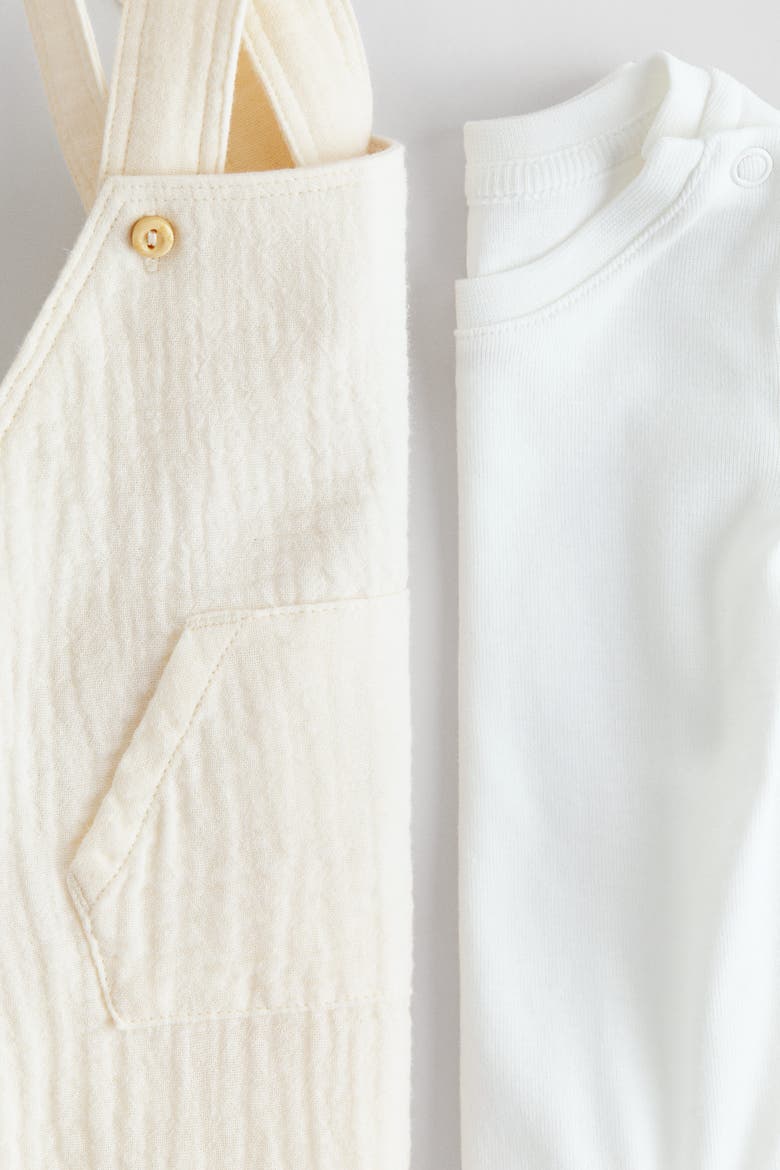 2-piece Cotton Set, Alternate, color, Light beige/white