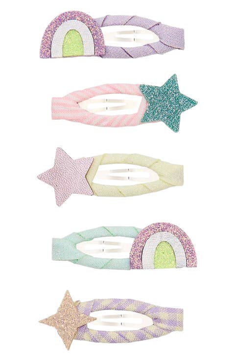 Rainbows & Star 5-Pack Mini Clic Clacs Hair Clips