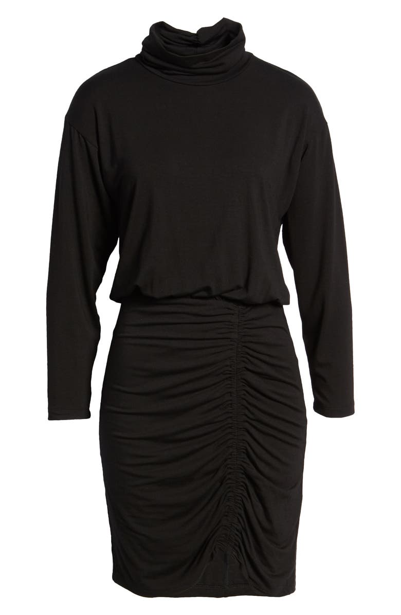 Fraiche by J Ruched Turtleneck Long Sleeve Dress, Alternate, color, 