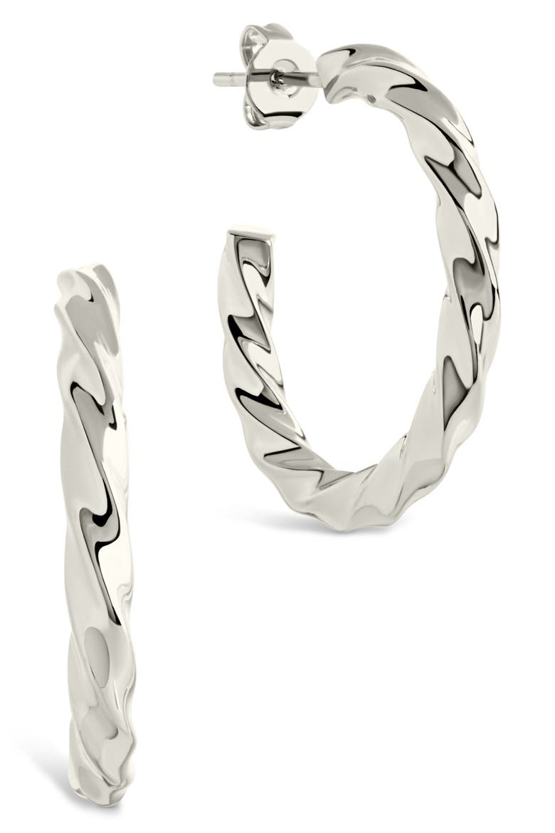 Chandler Twisted Hoop Earrings, Main, color, SILVER
