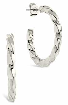 Sterling Forever Chandler Twisted Hoop Earrings