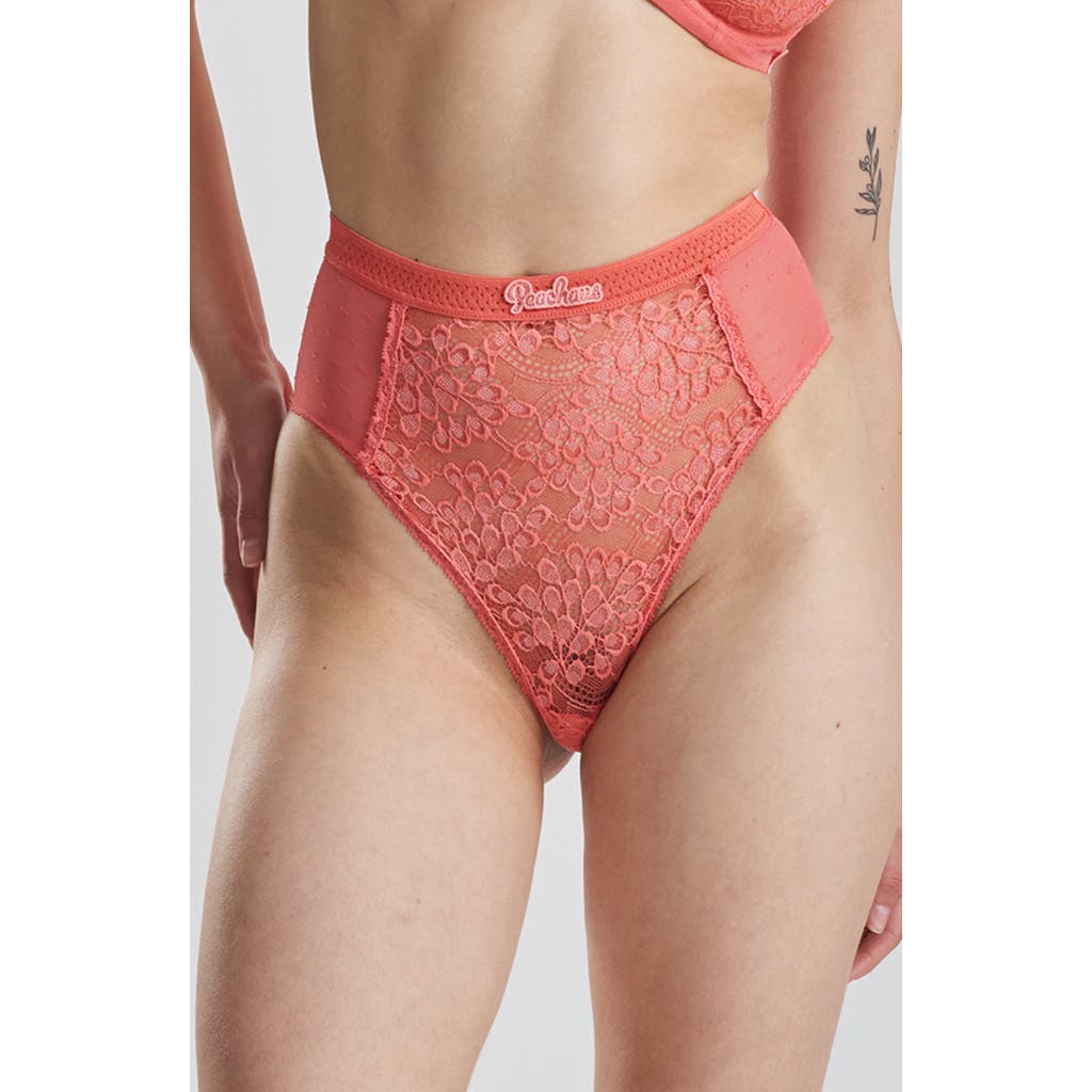 PEACHAUS Betony Recycled-Tulle High-Rise Underwear in Canyon Peach  product