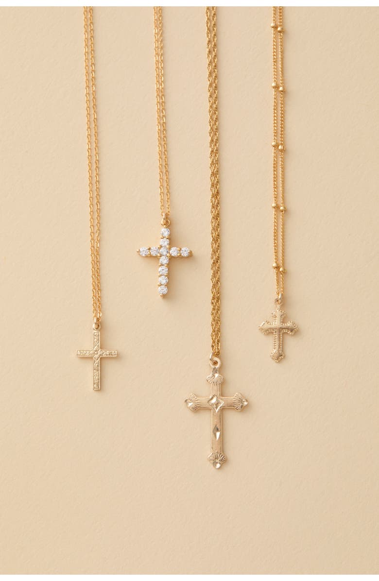 Set & Stones Asher Cross Necklace, Alternate, color, Gold