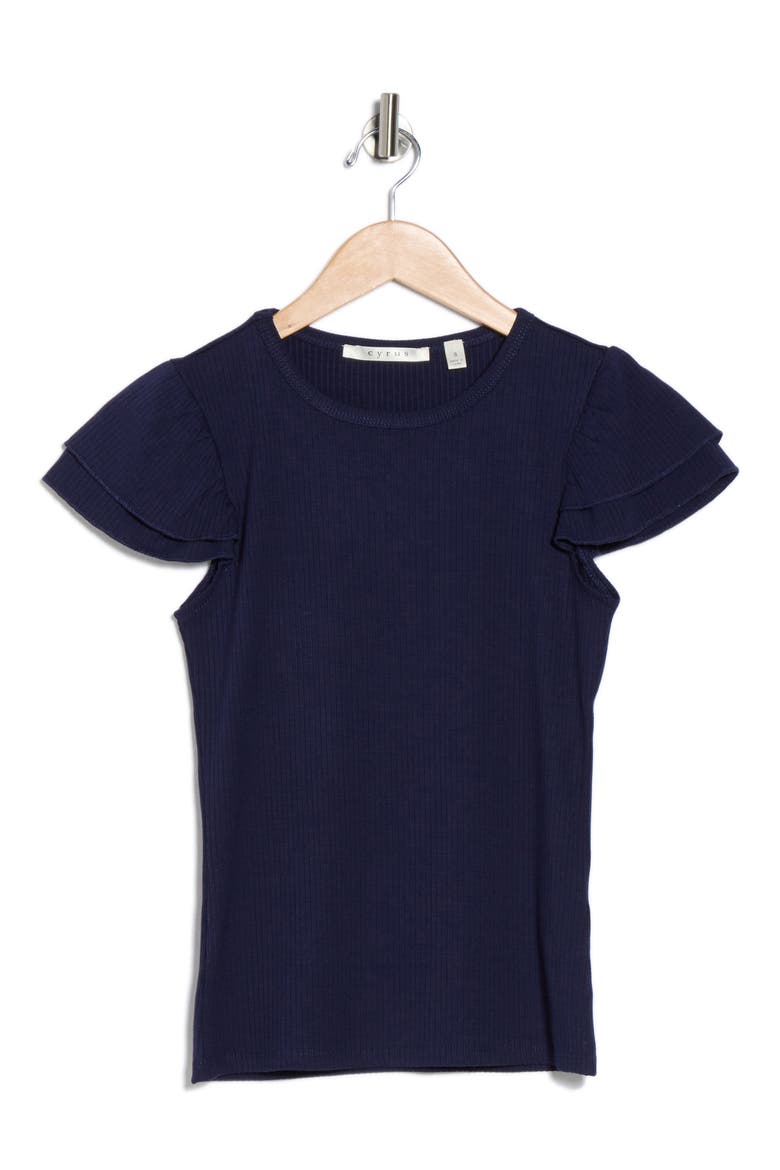 Cap Sleeve Rib Top, Alternate, color, ECLIPSE