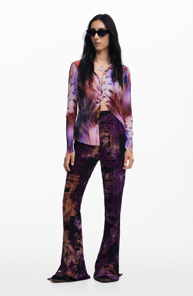 Desigual Lua Pull-On Flare Pants, Alternate, color, Blue