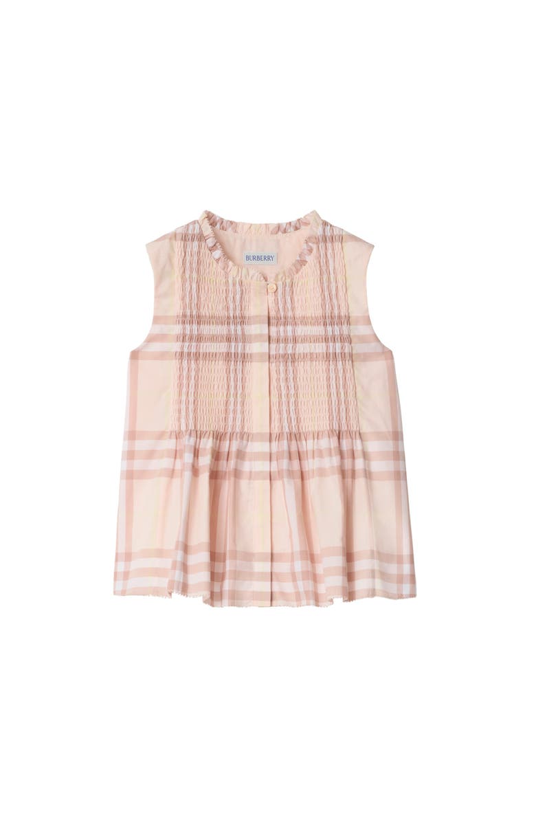 Burberry Check Cotton Poplin Top, Main, color, Shell