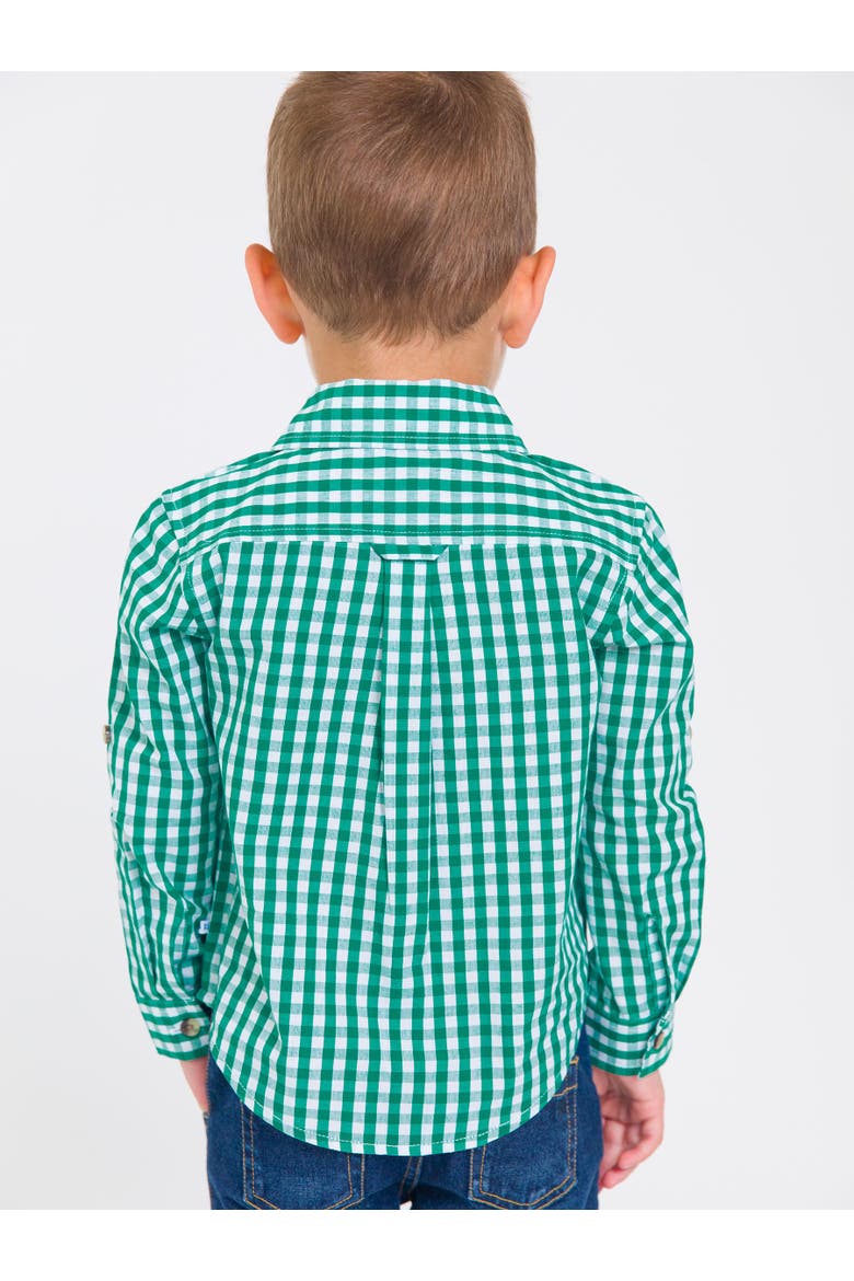 Boys Long Sleeve Button Down Shirt, Alternate, color, Classic Emerald Green Gingham