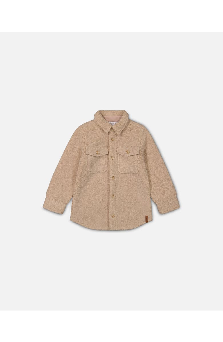 Deux par Deux Little Boy's Soft Fleece Overshirt With Pocket Beige, Main, color, Sesame