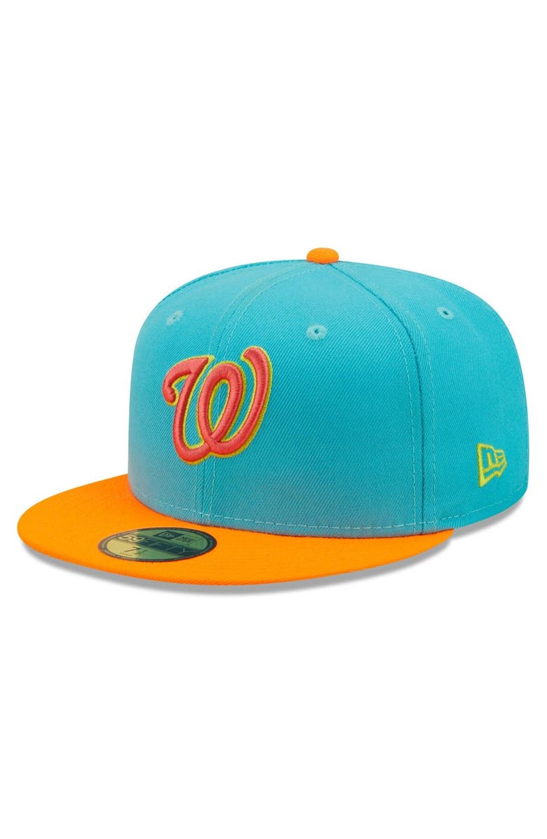 New Era Men's New Era Blue/Orange Washington Nationals Vice Highlighter 59FIFTY Fitted Hat, Alternate, color, 