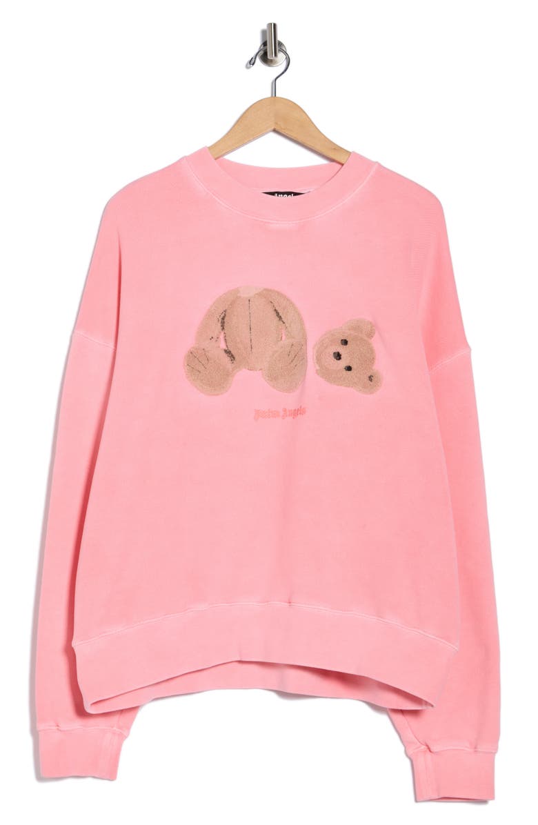 Palm Angels Bear Cotton Blend Sweatshirt, Main, color, Fuchsia Brown