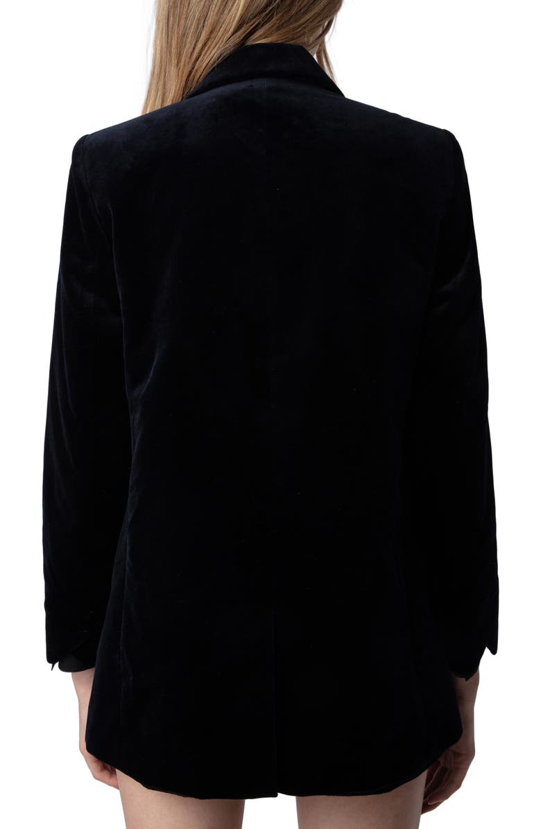 Zadig & Voltaire Viva Cotton Velvet Blazer, Alternate, color, 