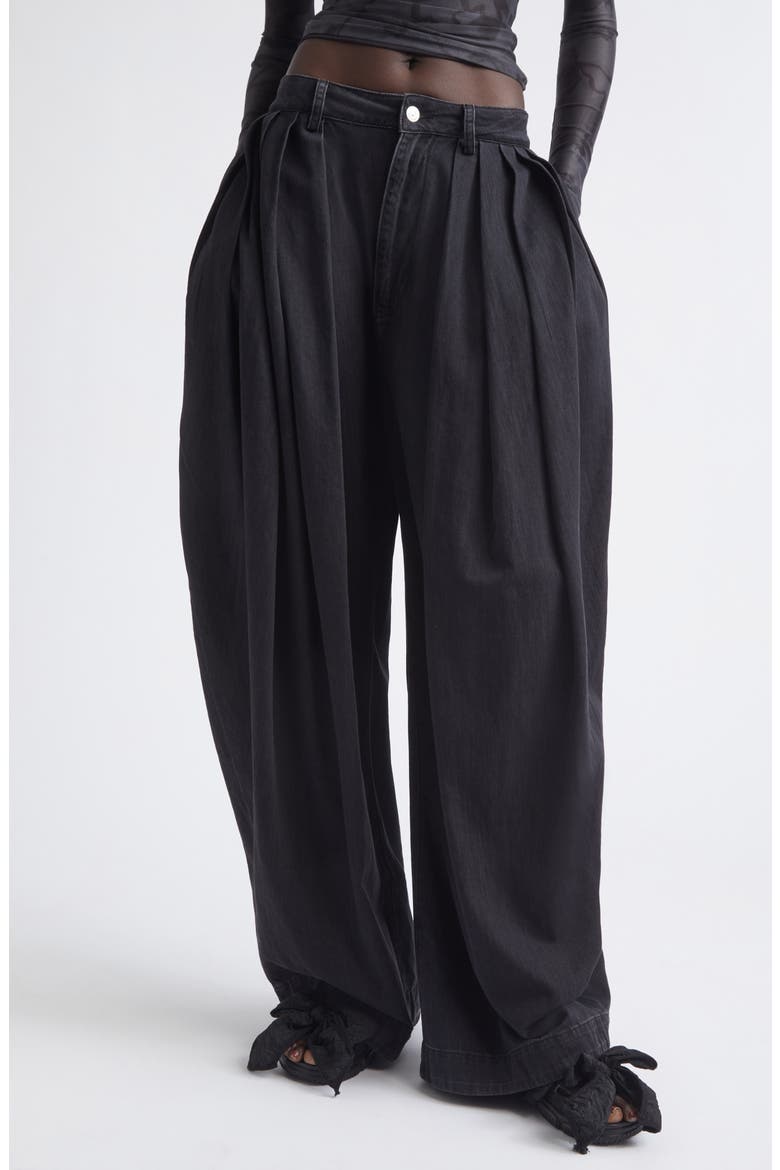 Simone Pleated High Waist Wide Leg Jeans, Alternate, color, CHARCOAL