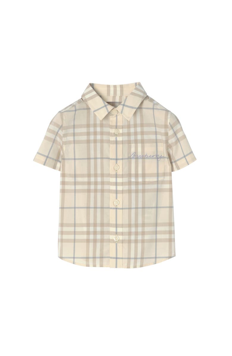 Burberry Check Cotton Shirt, Main, color, Sesame Beige