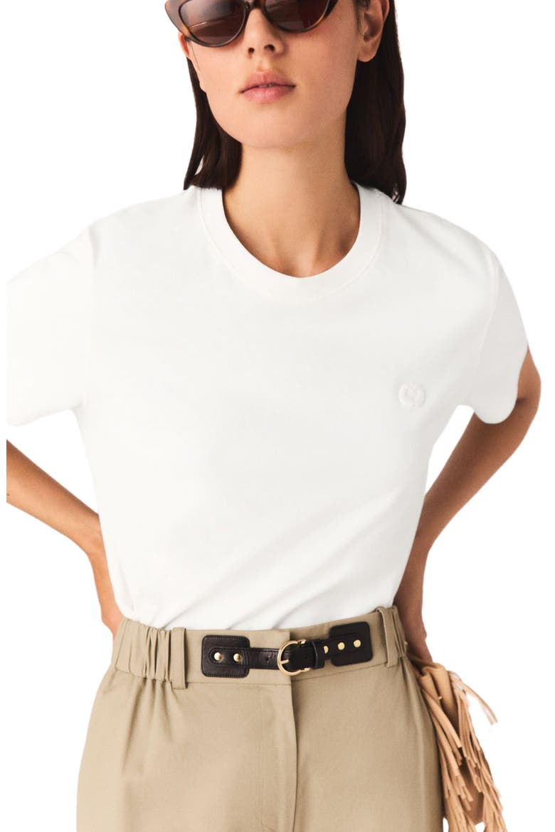 T-shirt with small embroidered logo, Alternate, color, White