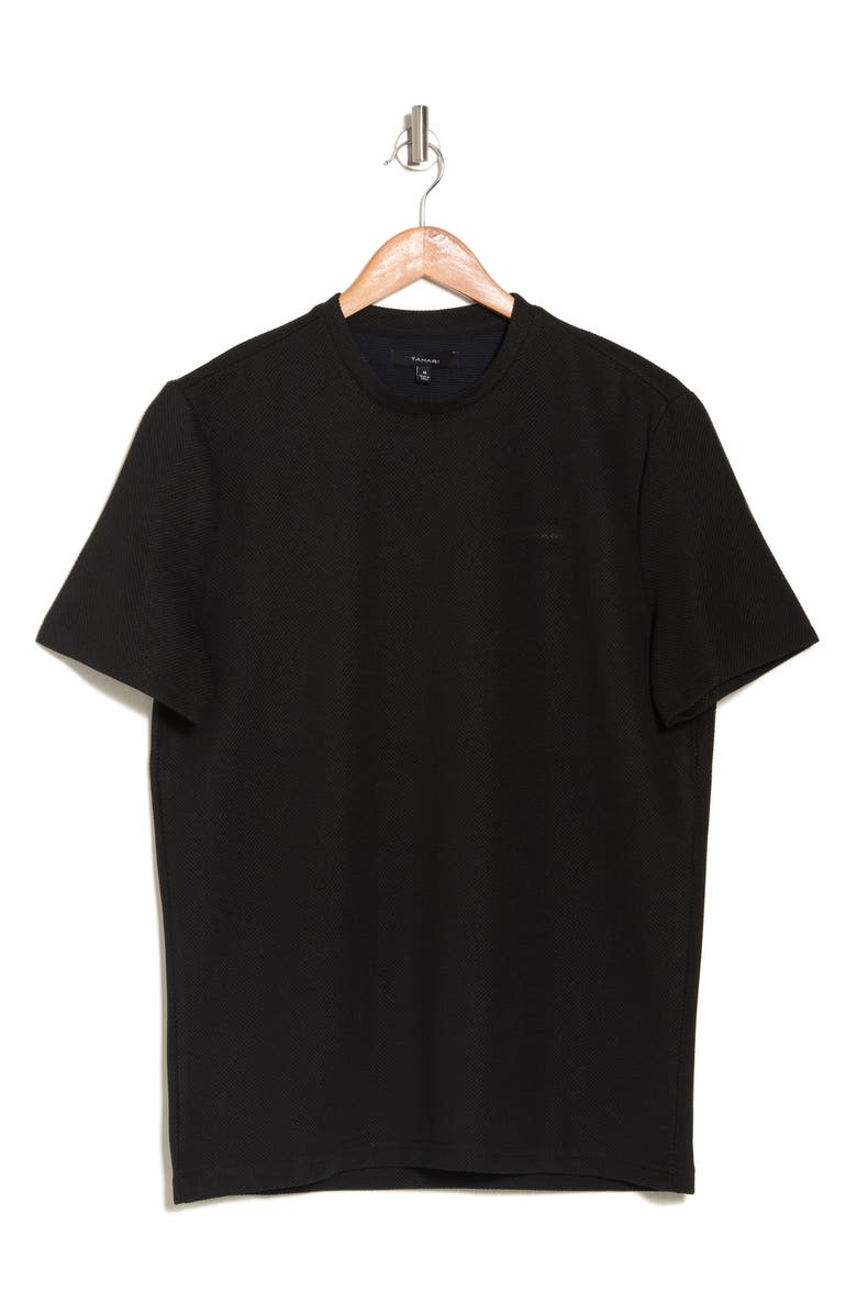 Tahari Piqué Texture Perforated T-Shirt, Alternate, color,