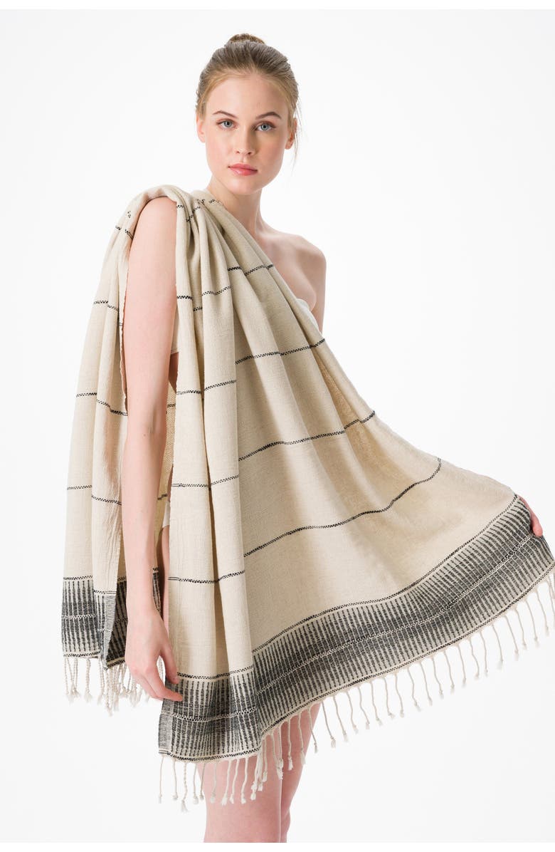 Olive & Linen Amber Linen Turkish Towel, Alternate, color, 