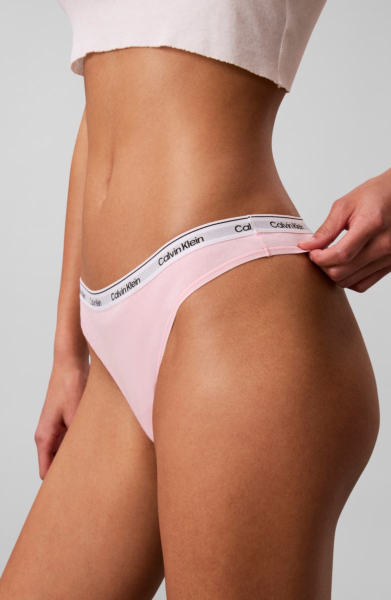 Calvin Klein Assorted 5-Pack Cotton Blend Thongs, Alternate, color, Red/ Pink/ Yellow/ Green/ Blue