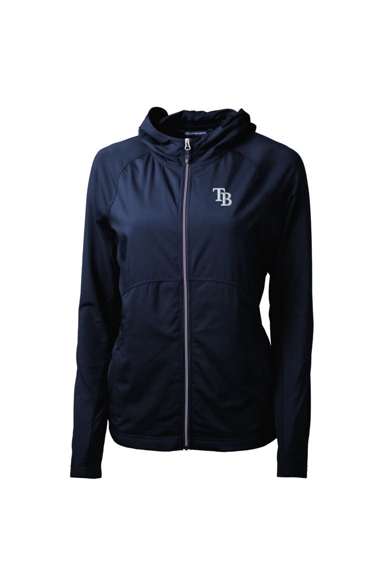 Women's Cutter & Buck Navy Tampa Bay Rays Adapt Eco Knit Full-Zip Jacket, Main, color, Navy