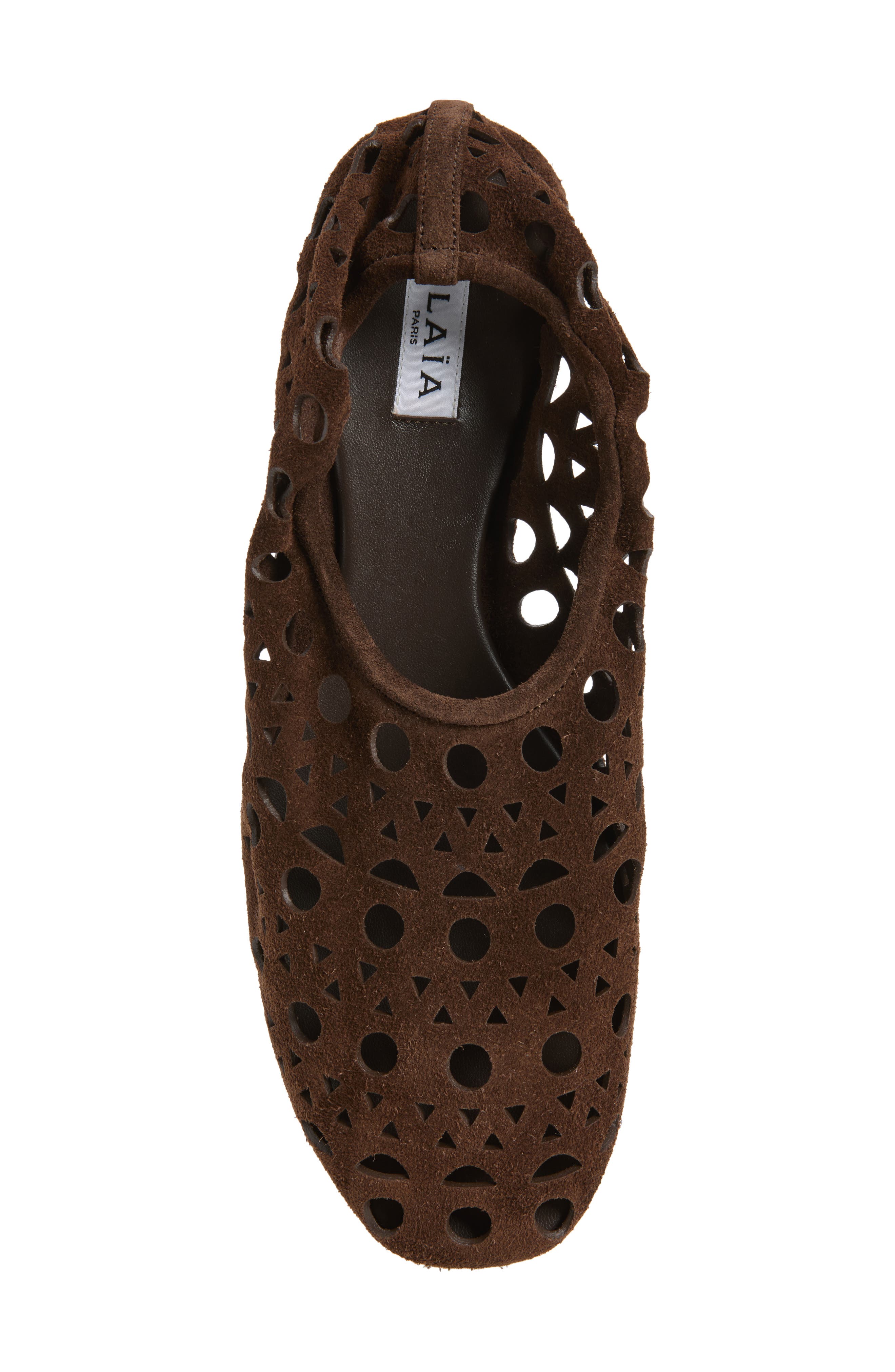 Neo Vienne Perforated Ballet Flat, Alternate, color, CHOCOLAT