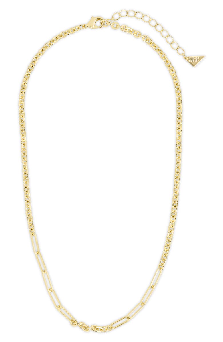 Sterling Forever Aurora Mixed Link Necklace, Alternate, color, Gold
