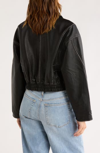 Faux Leather Bomber Jacket