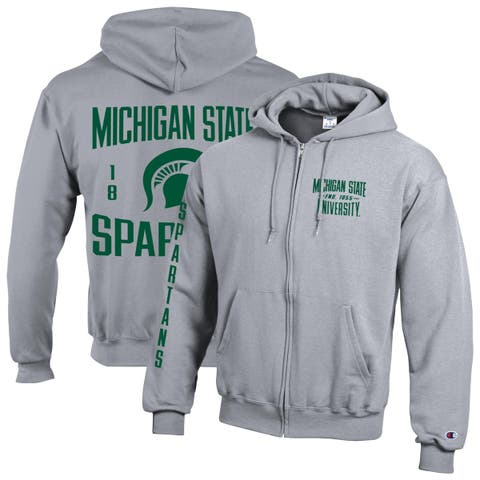 Men's Champion  Heather Gray Michigan State Spartans Varsity Powerblend Full-Zip Fleece Hoodie
