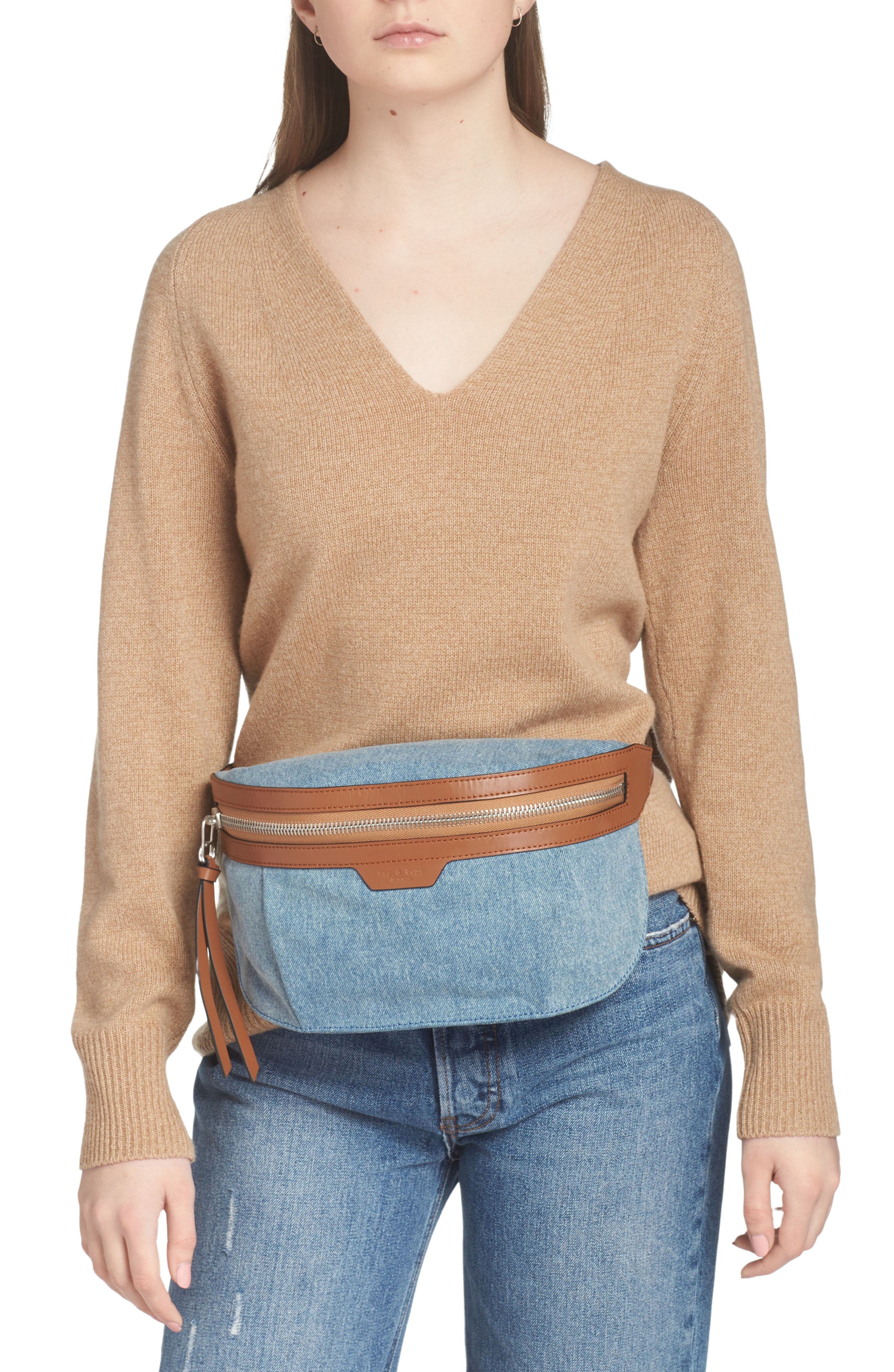 rag & bone Commuter Denim Belt Bag, Alternate, color, 