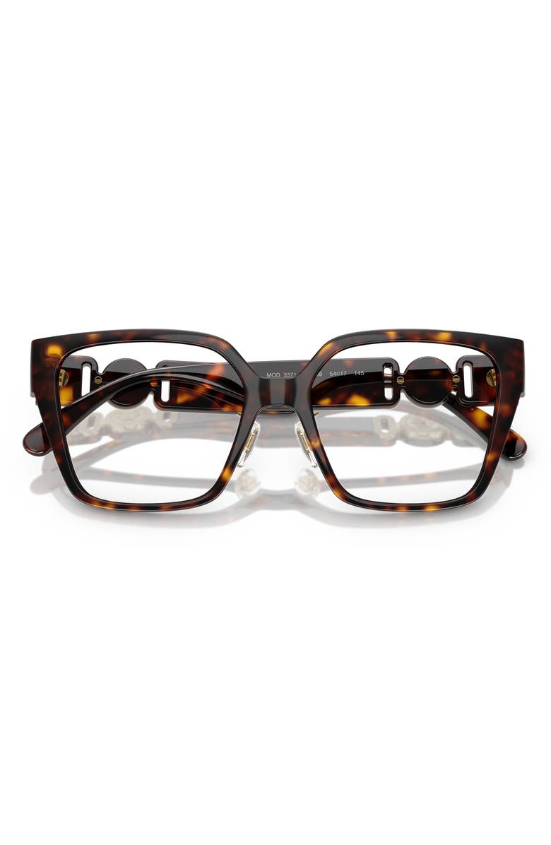 Versace 54mm Square Optical Glasses, Alternate, color, Havana