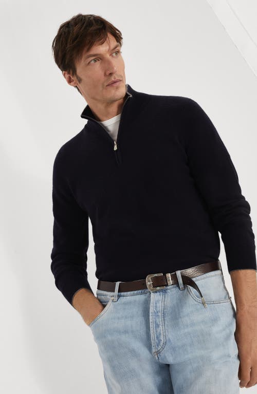 Brunello Cucinelli Long-sleeve Cashmere Jumper In Navy Blue