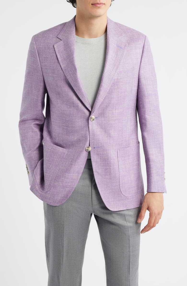 Peter Millar Hyperlight Soft Light Purple Mélange Silk & Linen Blend Sport Coat, Main, color, Purple