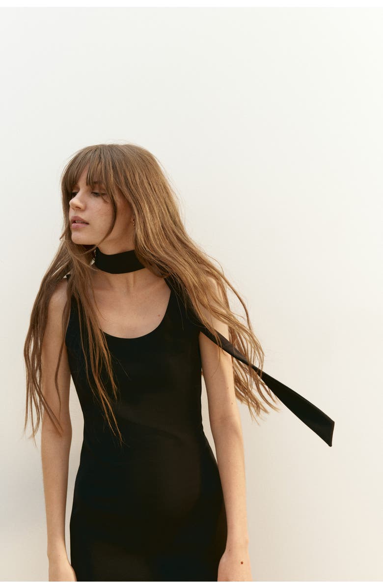 H&M Bodycon Dress With Scarf, Alternate, color, 