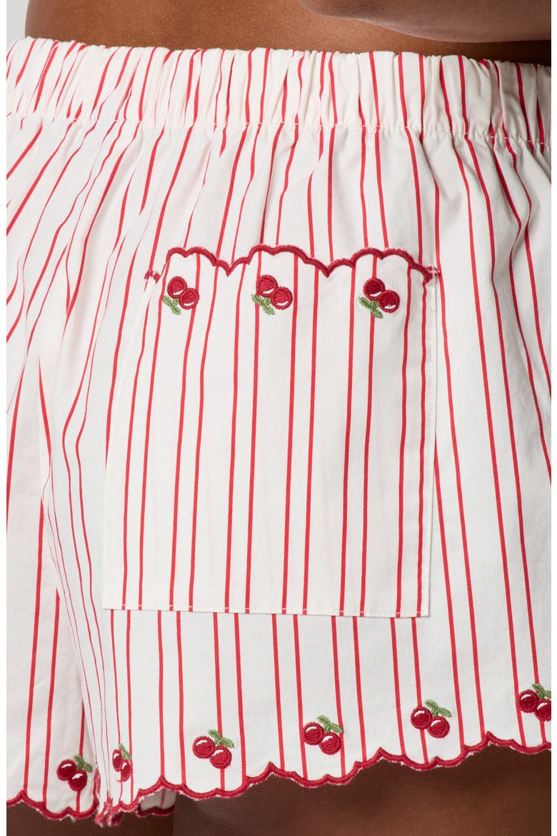 Cherry Stripe Sleep Shorts, Alternate, color, CHERRY SCALLOP