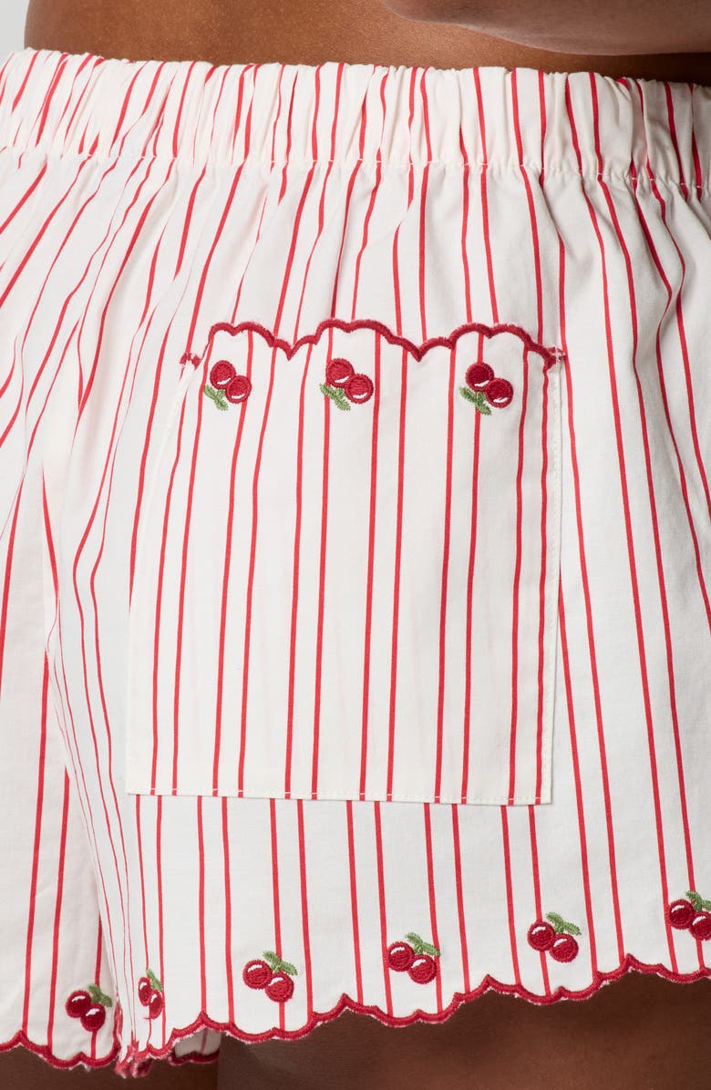 Florence by Mills Cherry Stripe Sleep Shorts, Alternate, color, Cherry Scallop