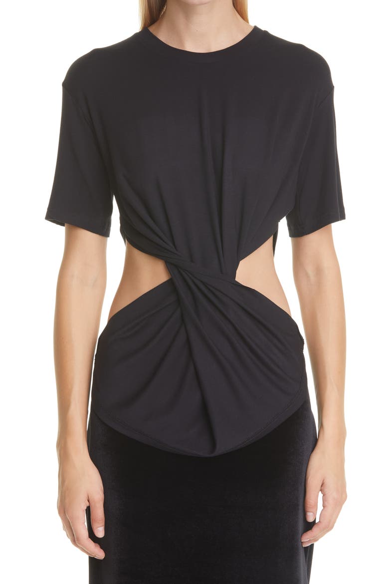 Twisted Cutout T-Shirt, Main, color, BLACK