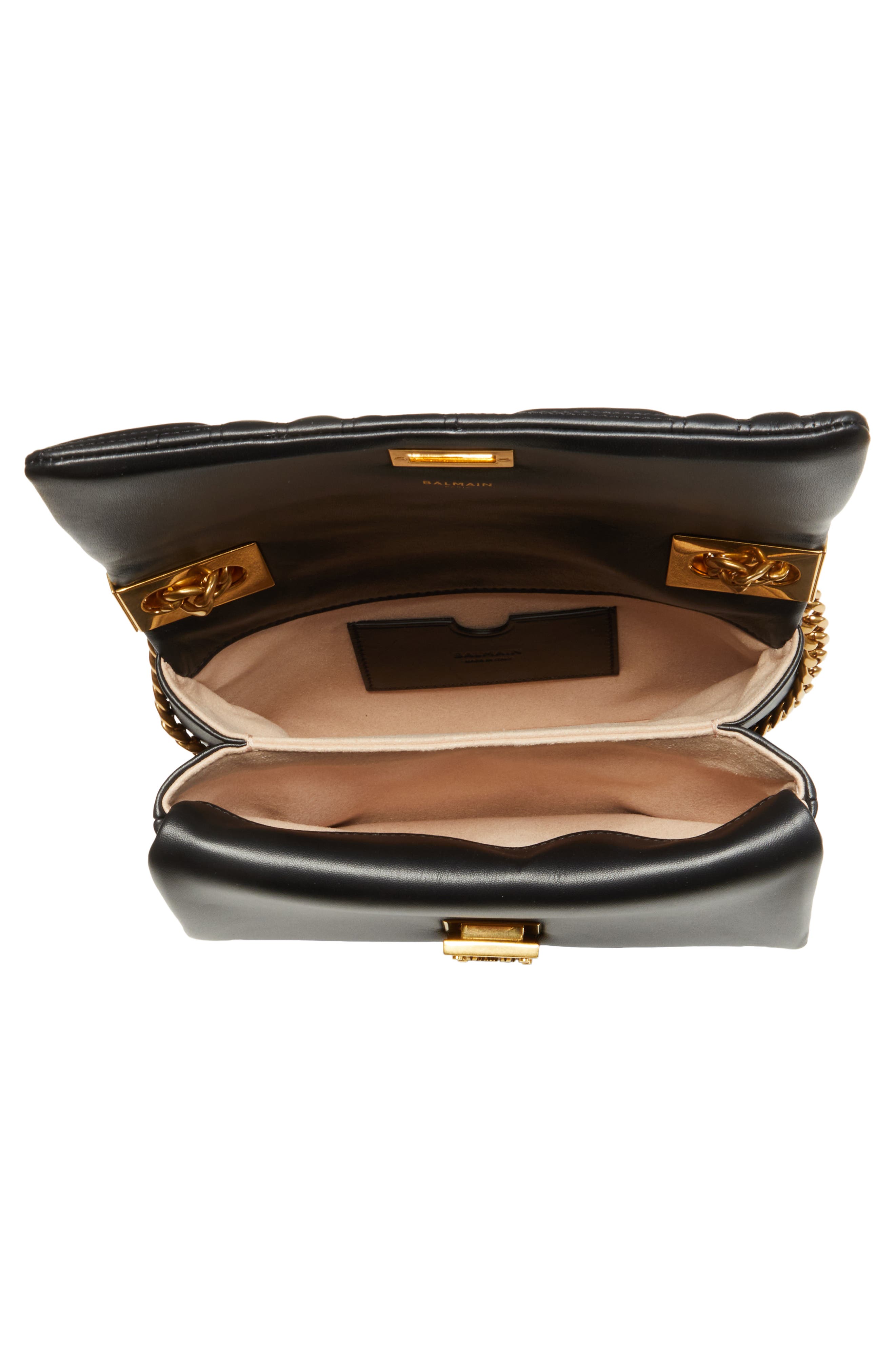 Balmain Small 1945 Soft Monogram Quilted Leather Shoulder Bag, Alternate, color, 