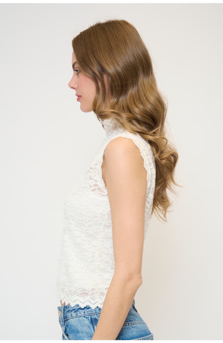 Central Park West Stella Sleeveless Stretch Lace Turtleneck, Alternate, color, Ivory