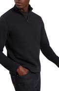 Ted Baker Caindle Black Waffle Texture Quarter Zip Pullover