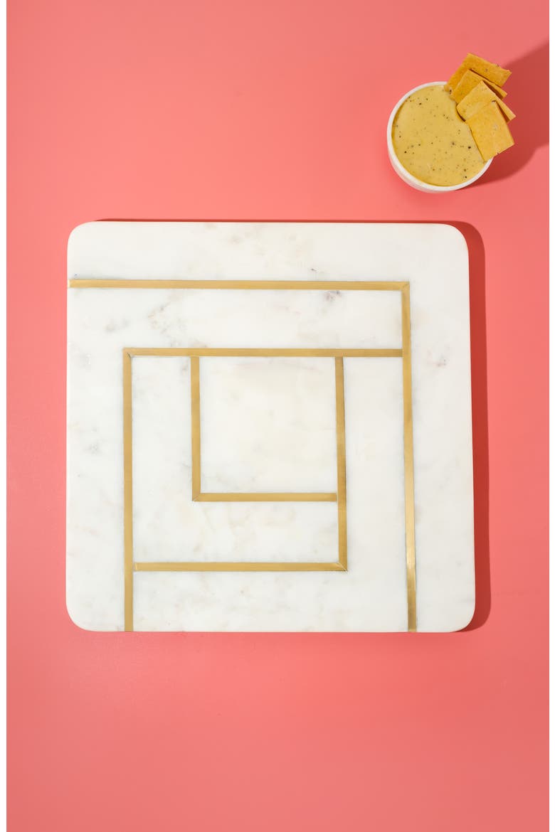 Noble Lineage Marble Platter, Alternate, color, WHITE/ GOLD