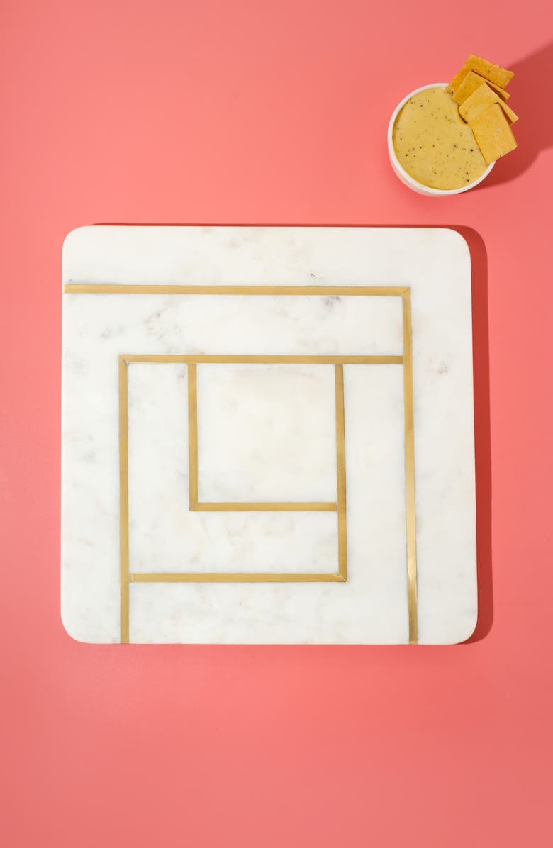 Tiramisu Noble Lineage Marble Platter, Alternate, color, White/ Gold