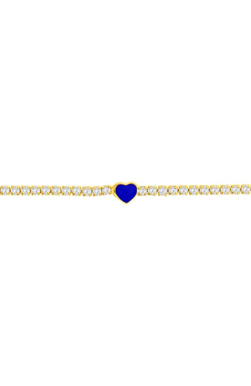 Simona Enamel Heart Cubic Zirconia Tennis Anklet In Gold
