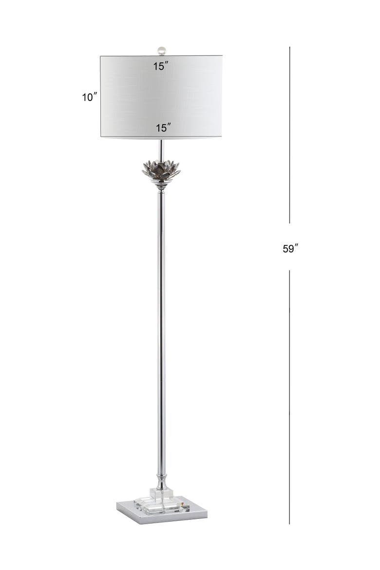 Amelia Crystal / Metal LED Floor Lamp, Main, color, Smoke Gray/Chrome
