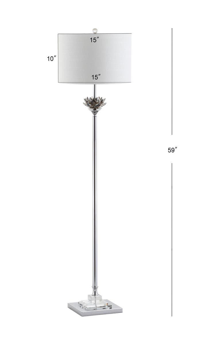 JONATHAN Y Amelia Crystal / Metal LED Floor Lamp, Main, color, Smoke Gray/Chrome