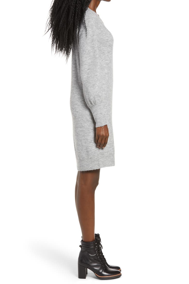 Simone Long Blouson Sleeve Sweater Dress, Alternate, color, LIGHT GREY MELANGE